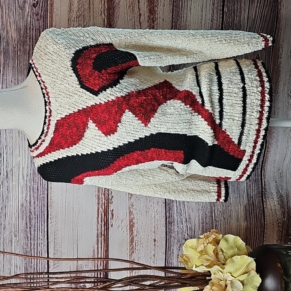 VINTAGE 70's-80's BUFFUMS ABSTRACT LONG SLEEVE PULLOVER CARDIGAN